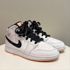 Jordan 1 Mid Arctic Orange GS Kids Shoes White 554725-180 - Size: 5.5Y